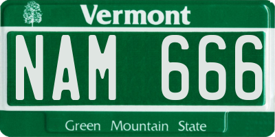 VT license plate NAM666