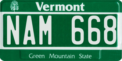 VT license plate NAM668