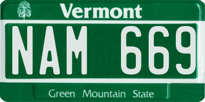 VT license plate NAM669