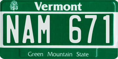 VT license plate NAM671