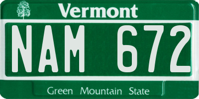 VT license plate NAM672