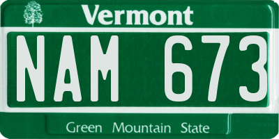 VT license plate NAM673