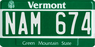 VT license plate NAM674
