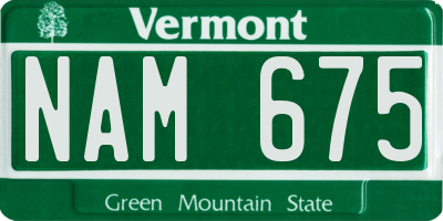 VT license plate NAM675
