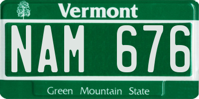 VT license plate NAM676