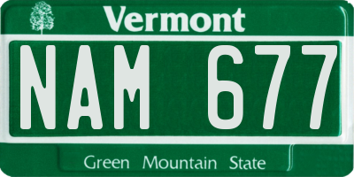 VT license plate NAM677