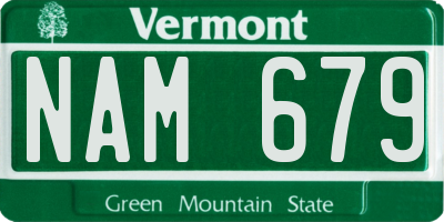 VT license plate NAM679
