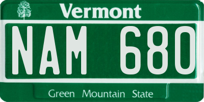 VT license plate NAM680