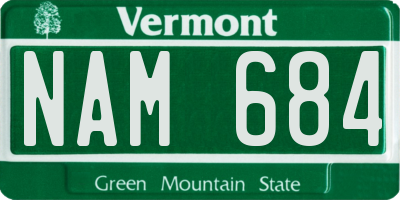 VT license plate NAM684