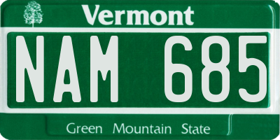 VT license plate NAM685