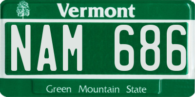 VT license plate NAM686
