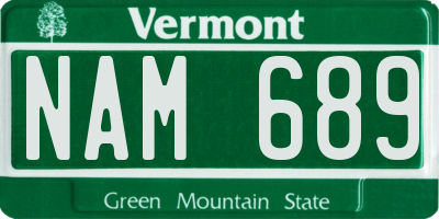 VT license plate NAM689
