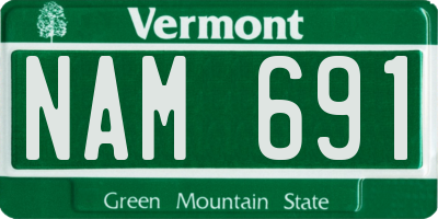 VT license plate NAM691