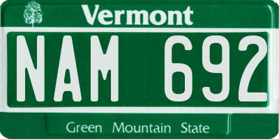VT license plate NAM692