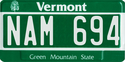 VT license plate NAM694