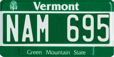 VT license plate NAM695