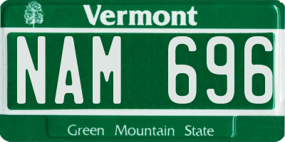 VT license plate NAM696