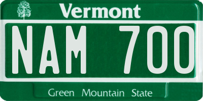 VT license plate NAM700