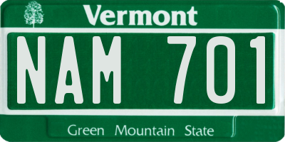 VT license plate NAM701