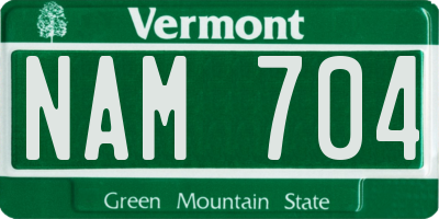 VT license plate NAM704
