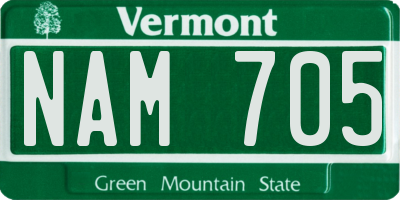 VT license plate NAM705