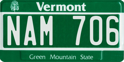 VT license plate NAM706