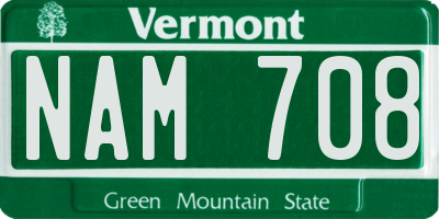 VT license plate NAM708