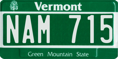 VT license plate NAM715