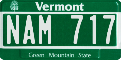 VT license plate NAM717