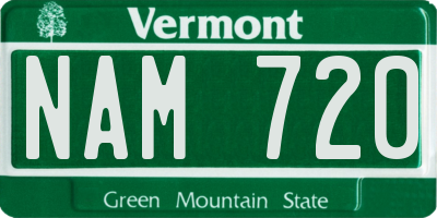 VT license plate NAM720