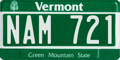 VT license plate NAM721