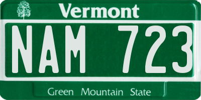 VT license plate NAM723