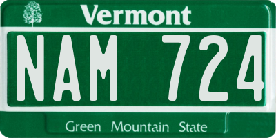 VT license plate NAM724