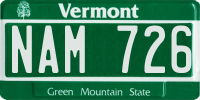 VT license plate NAM726