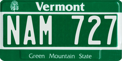 VT license plate NAM727