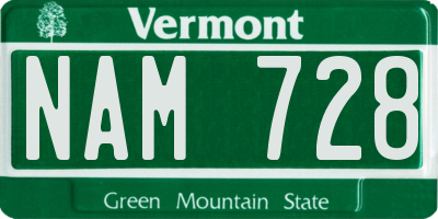 VT license plate NAM728