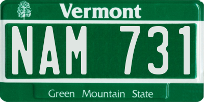 VT license plate NAM731