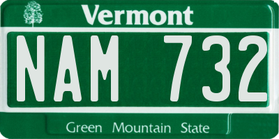VT license plate NAM732