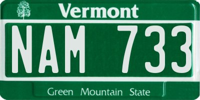VT license plate NAM733