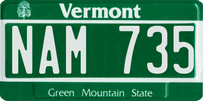 VT license plate NAM735