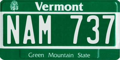 VT license plate NAM737