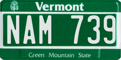 VT license plate NAM739