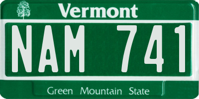 VT license plate NAM741
