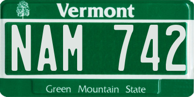 VT license plate NAM742