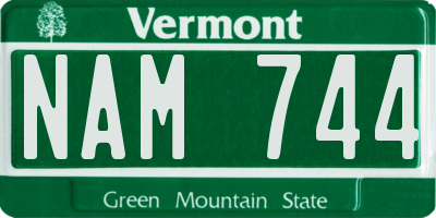 VT license plate NAM744