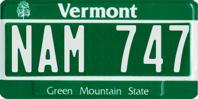 VT license plate NAM747