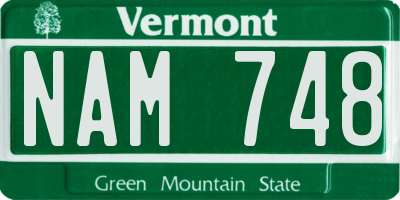 VT license plate NAM748