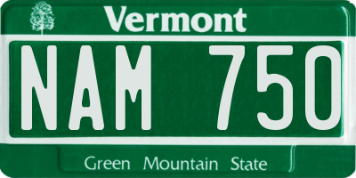 VT license plate NAM750