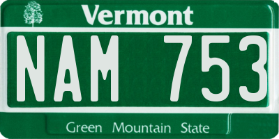 VT license plate NAM753