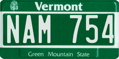 VT license plate NAM754